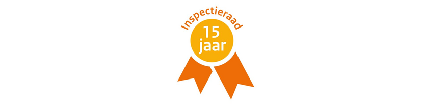 zegel met de tekst 15 jaar Inspectieraad