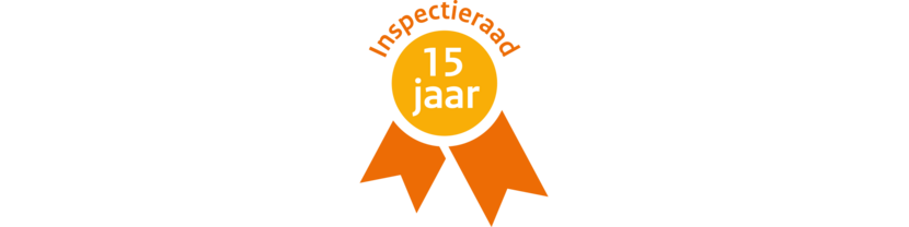 zegel met de tekst 15 jaar Inspectieraad